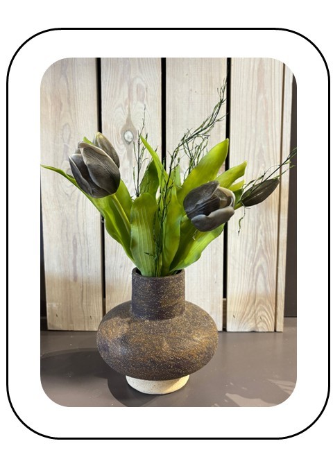 Vaas Dulce met tulpen compleet